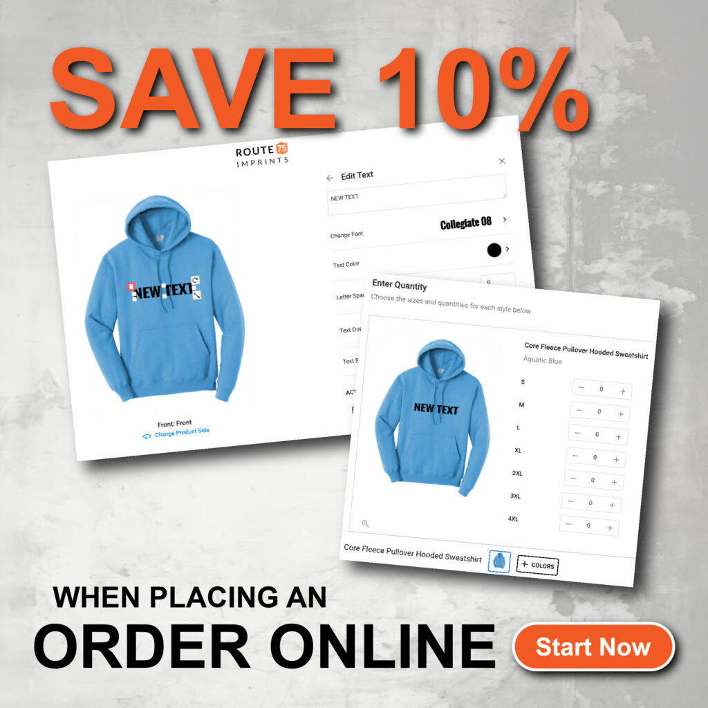 Save 10% when you place an apparel order online